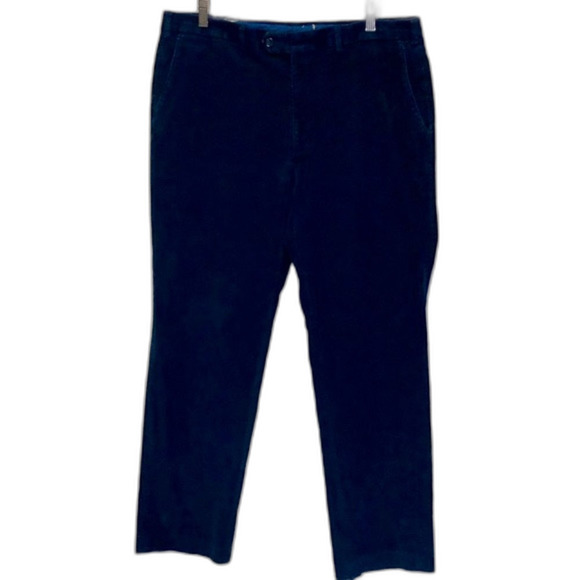 Lauren Ralph Lauren Navy Fine Wale Flat Front Straight Left Pants Size 38 X 32 - Picture 3 of 13